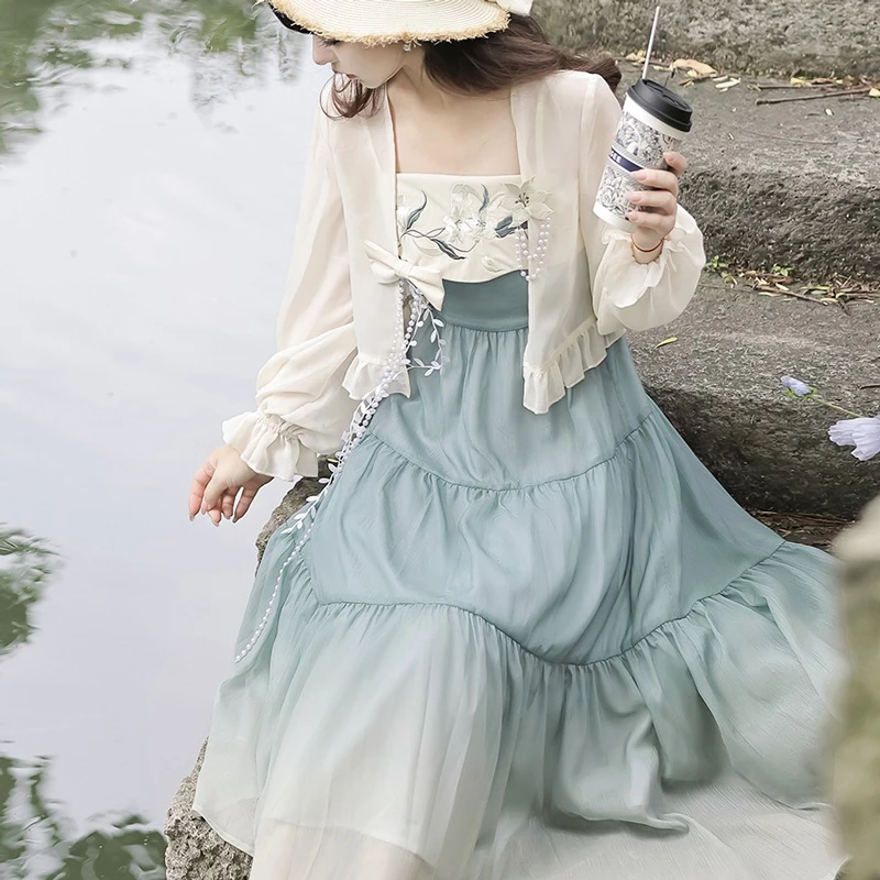 Women-Han-Element-Fashion-Dress-Chinese-Style-Improved-Daily-Costume-3 Women Han Element Fashion Dress Chinese Style Improved Daily Costume