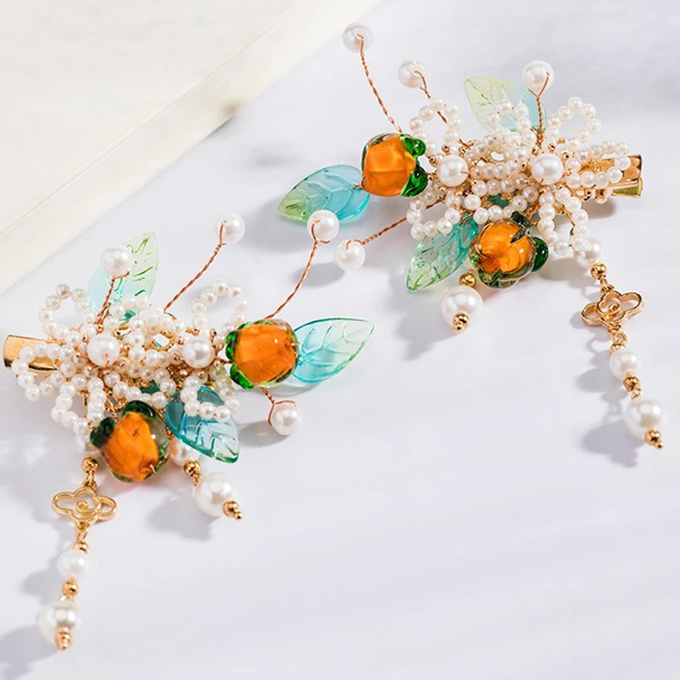 Ladies Hairpin Classical Pink Flower Buyao Tassel Hair Pin Accessories