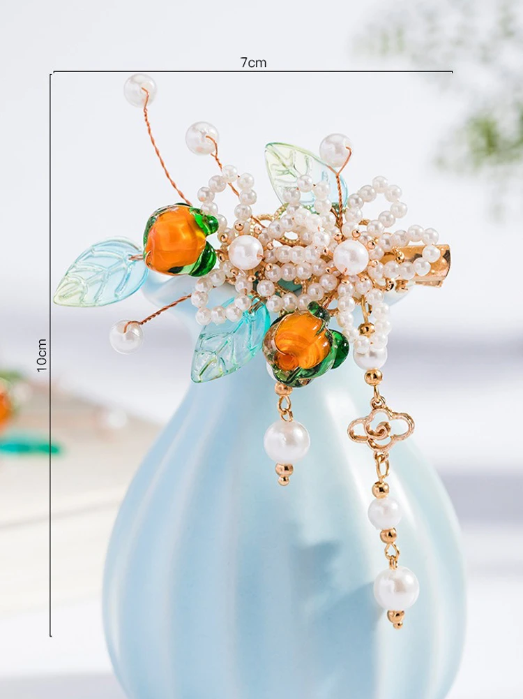 Ladies Hairpin Classical Pink Flower Buyao Tassel Hair Pin Accessories