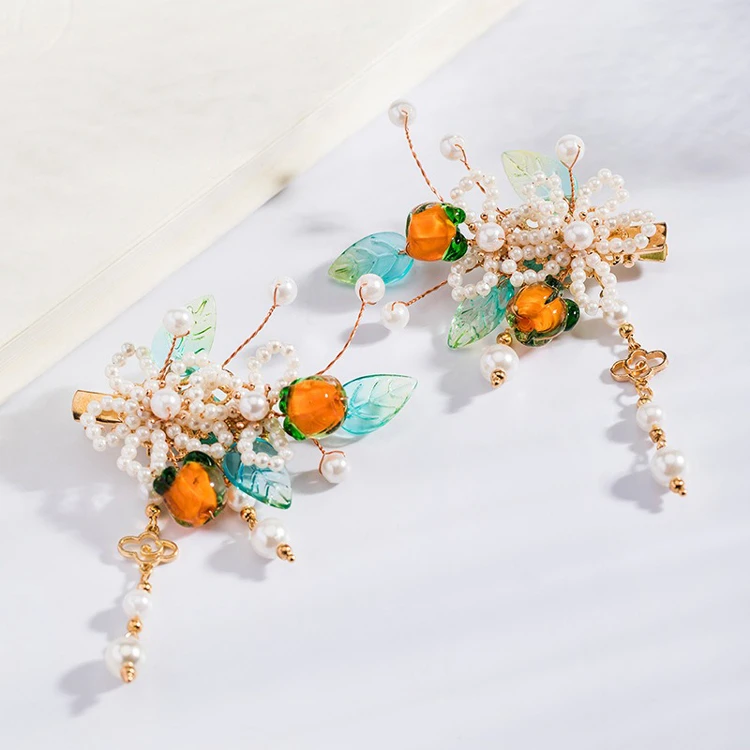 Ladies Hairpin Classical Pink Flower Buyao Tassel Hair Pin Accessories