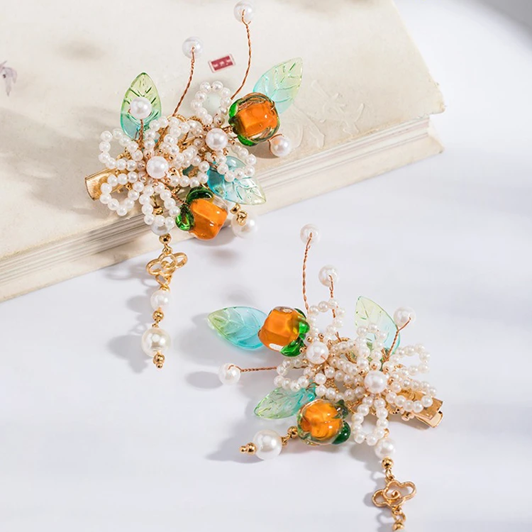 Ladies Hairpin Classical Pink Flower Buyao Tassel Hair Pin Accessories
