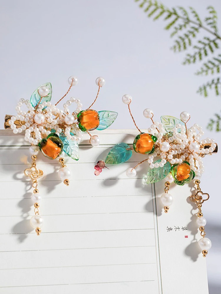 Ladies Hairpin Classical Pink Flower Buyao Tassel Hair Pin Accessories