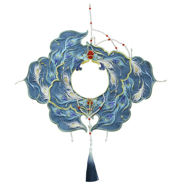 Cloud-Shoulder-Ming-Style-Embroidery-Peacock-Handmade-Hanfu-Yunjian-Accessories-4 Cloud Shoulder Ming Style Embroidery Peacock Handmade Hanfu Yunjian Accessories