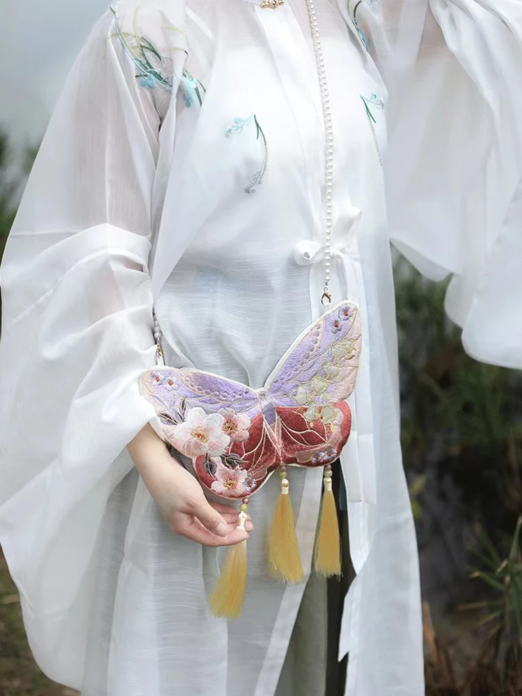 Hanfu Bag Ancient Style Embroidery Double Sided Heterochromatic Crossbody Bag Accessories