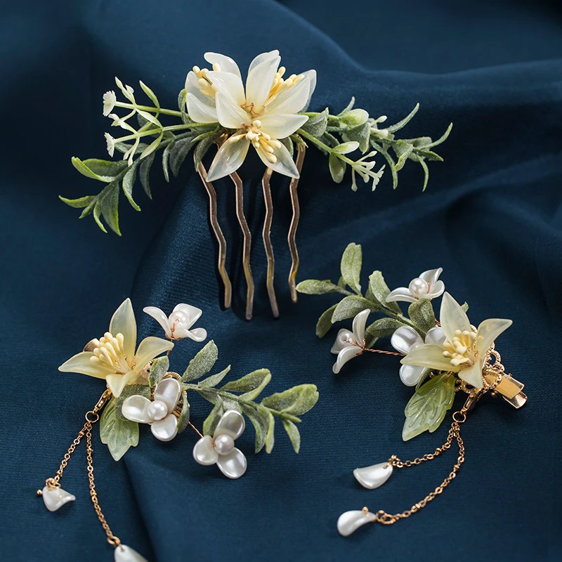 Hanfu-Hair-Accessories-Daffodil-Flocking-Hair-Clips-Vintage-Cheongsam-Hairpin-1 Hanfu Hair Accessories Daffodil Flocking Hair Clips Vintage Cheongsam Hairpin