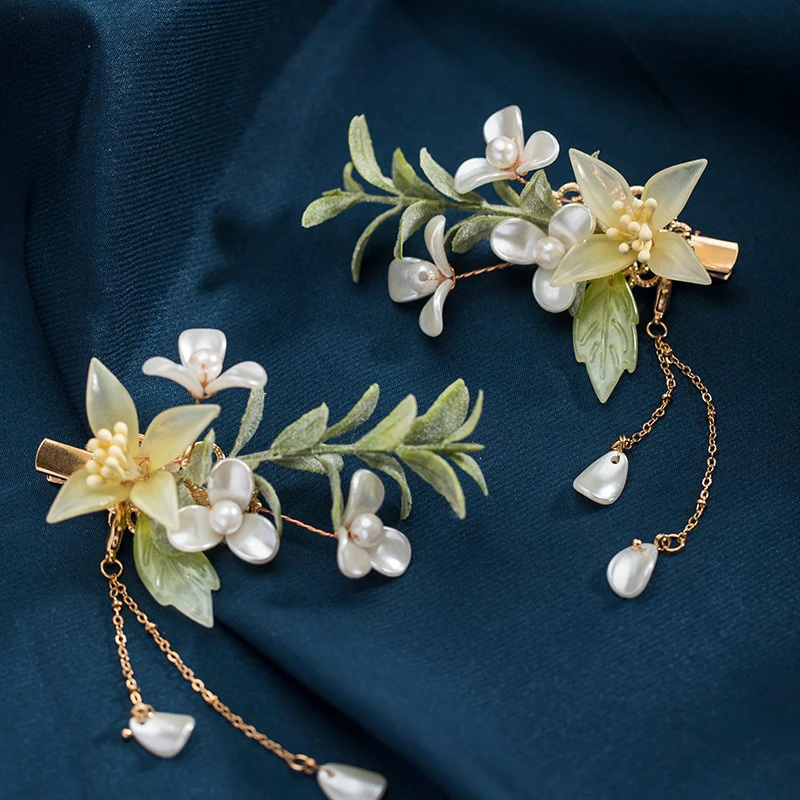 Hanfu-Hair-Accessories-Daffodil-Flocking-Hair-Clips-Vintage-Cheongsam-Hairpin-2 Hanfu Hair Accessories Daffodil Flocking Hair Clips Vintage Cheongsam Hairpin