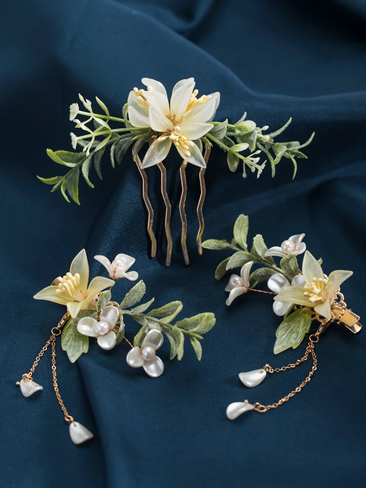 Hanfu Hair Accessories Daffodil Flocking Hair Clips Vintage Cheongsam Hairpin