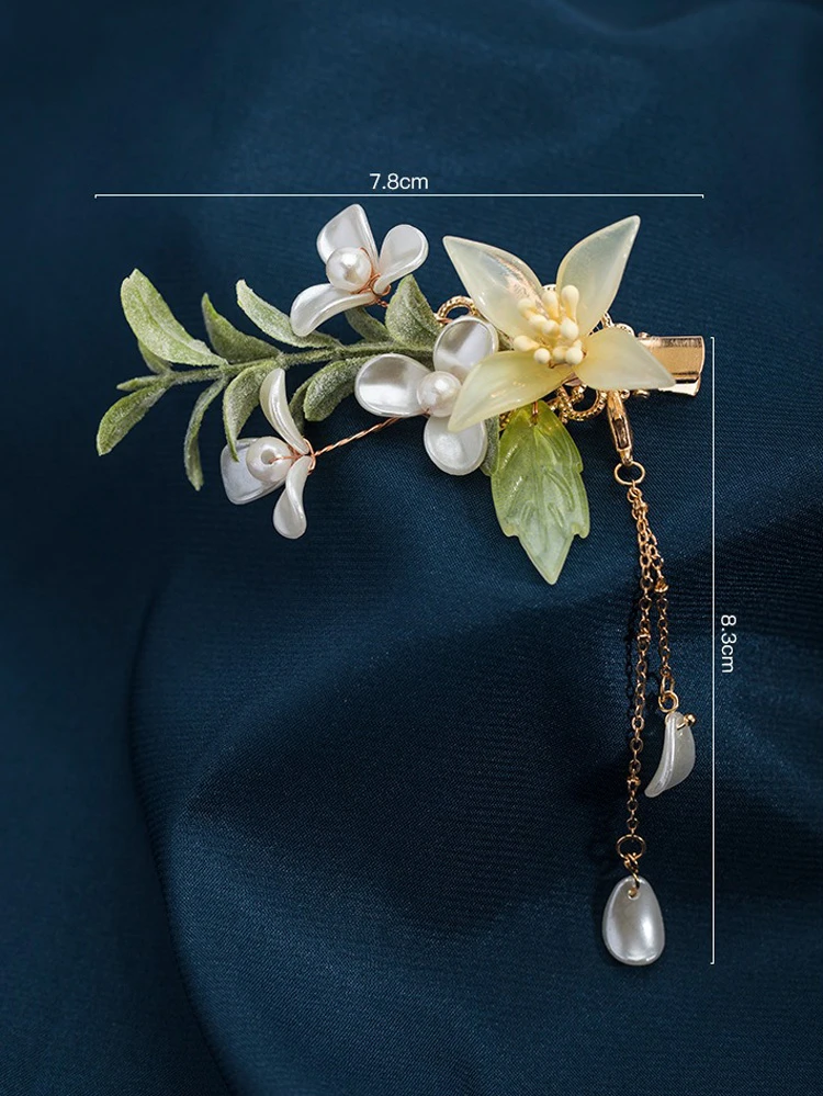 Hanfu Hair Accessories Daffodil Flocking Hair Clips Vintage Cheongsam Hairpin