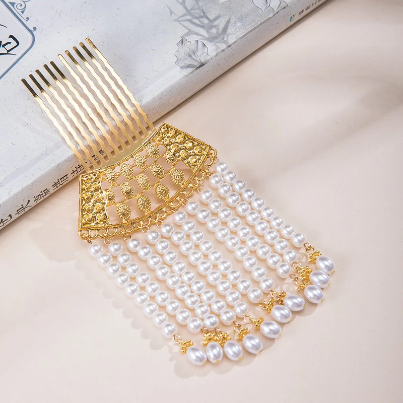 Hanfu-Hairpin-Pearl-Hair-Comb-Decoration-Song-Dynasty-Tassel-Buyao-1 Hanfu Hairpin Pearl Hair Comb Decoration Song Dynasty Tassel Buyao