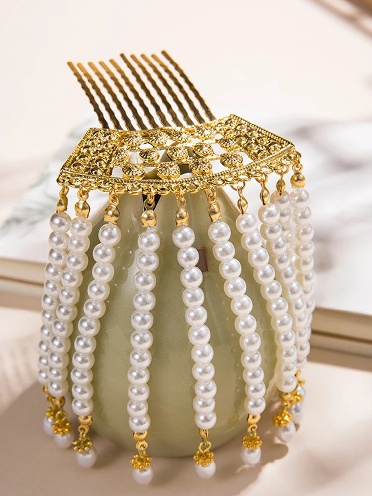 Hanfu Hairpin Pearl Hair Comb Decoration Song Dynasty Tassel Buyao