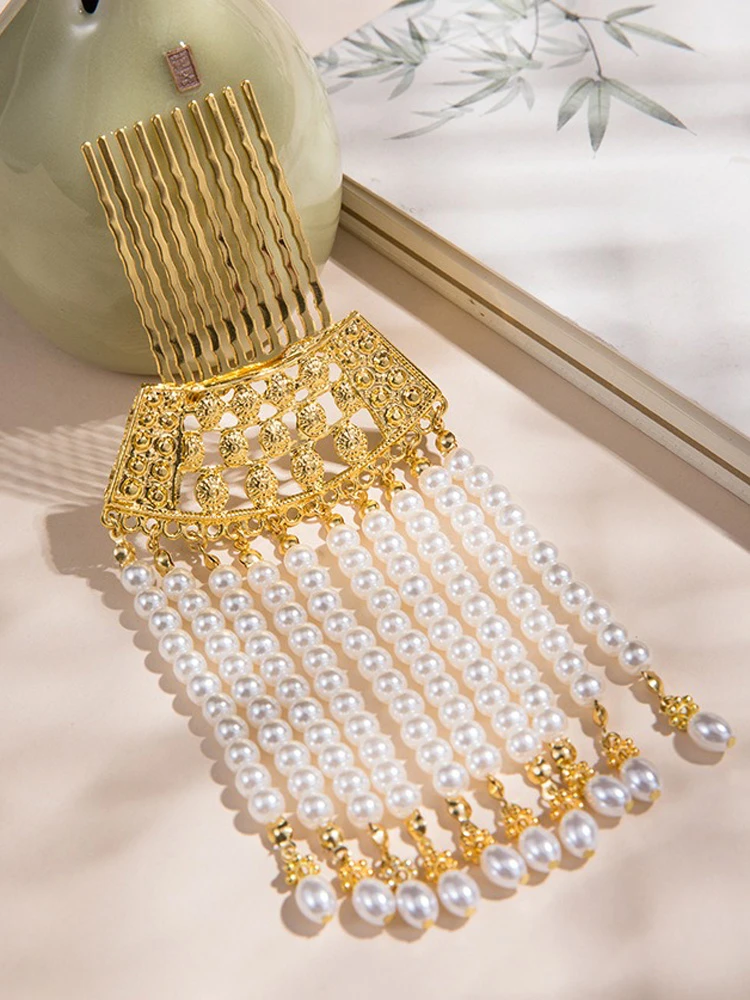 Hanfu Hairpin Pearl Hair Comb Decoration Song Dynasty Tassel Buyao