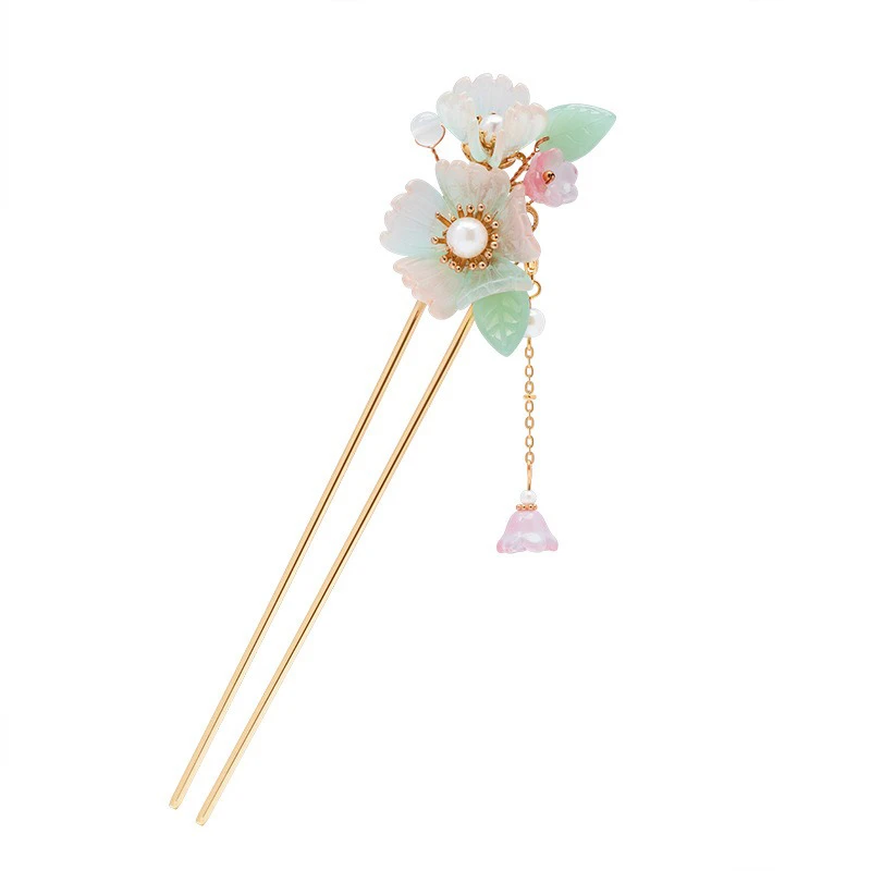 Ladies-Hairpin-Classical-Pink-Flower-Buyao-Tassel-Hair-Pin-Accessories-4 Ladies Hairpin Classical Pink Flower Buyao Tassel Hair Pin Accessories