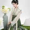 Tang-Dynasty-Hanfu-Women's-Qiyao-Ruqun-Set-Daily-Green-Vintage-Dress-1 Tang Dynasty Hanfu Women's Qiyao Ruqun Set Daily Green Vintage Dress