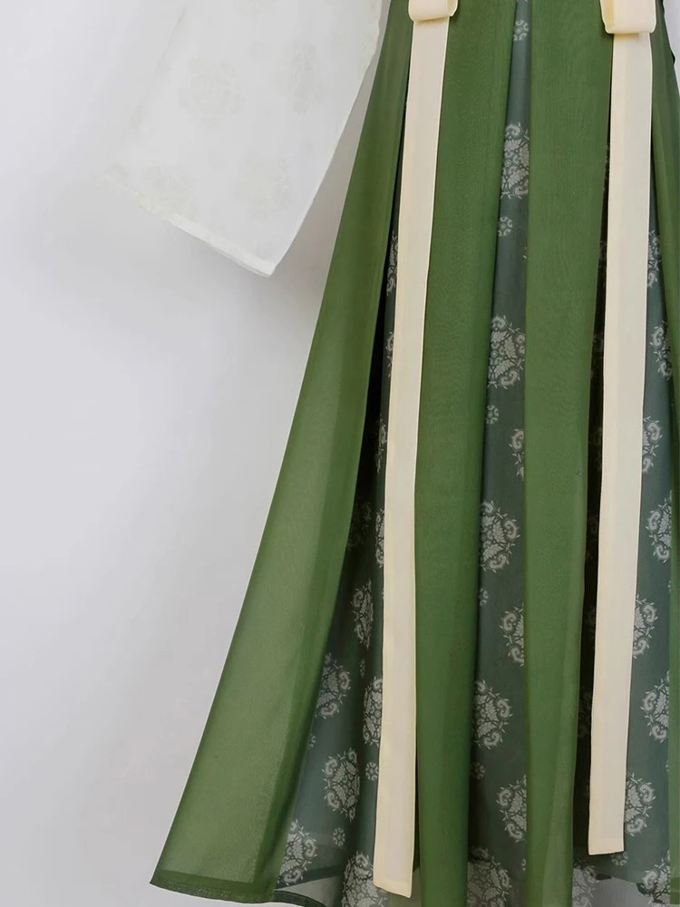 Tang Dynasty Hanfu Women's Qiyao Ruqun Set Daily Green Vintage Dress