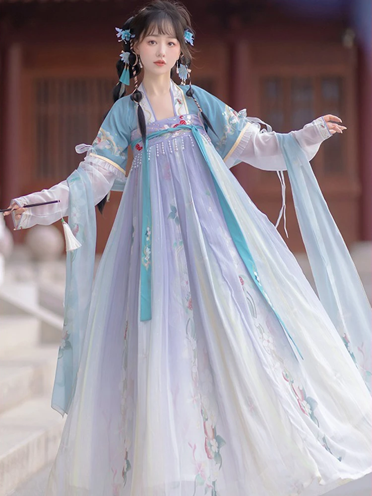 Women Tang Dynasty Hanfu Qixiong Shanqun Summer Cute Fairy Skirt