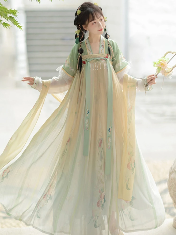 Women Tang Dynasty Hanfu Qixiong Shanqun Summer Cute Fairy Skirt