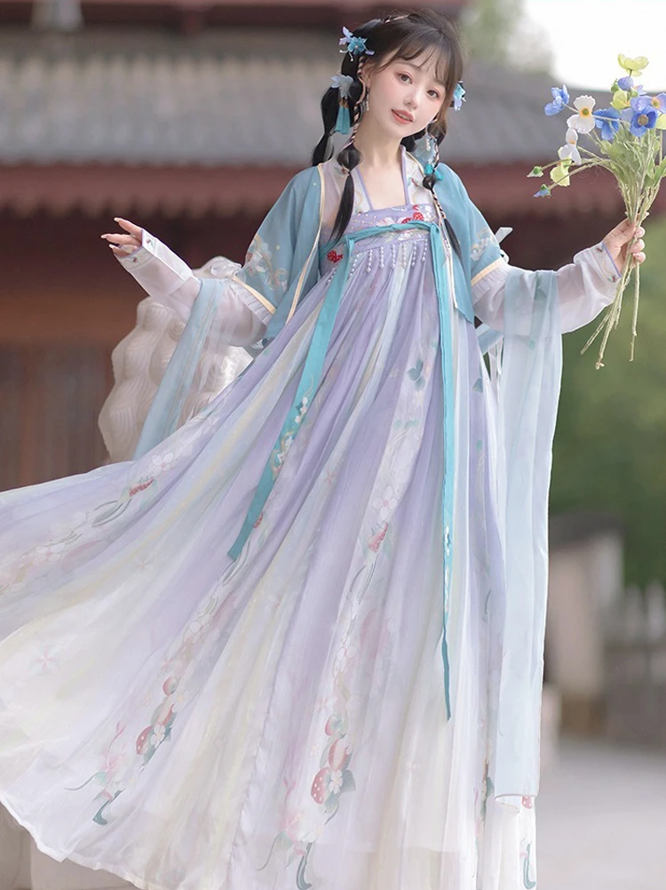 Women Tang Dynasty Hanfu Qixiong Shanqun Summer Cute Fairy Skirt