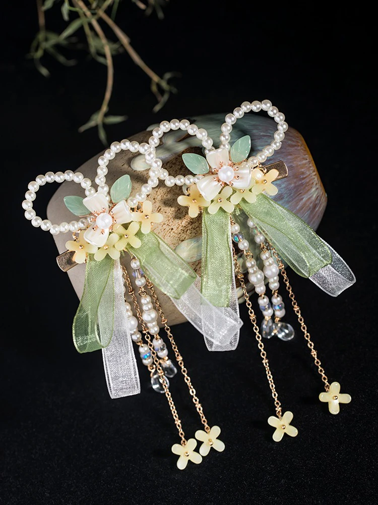 Hanfu Hair Accessories Girls Cinnamon Flower Bowtie Accessories