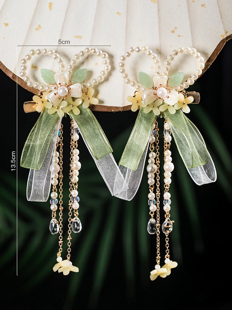 Hanfu Hair Accessories Girls Cinnamon Flower Bowtie Accessories