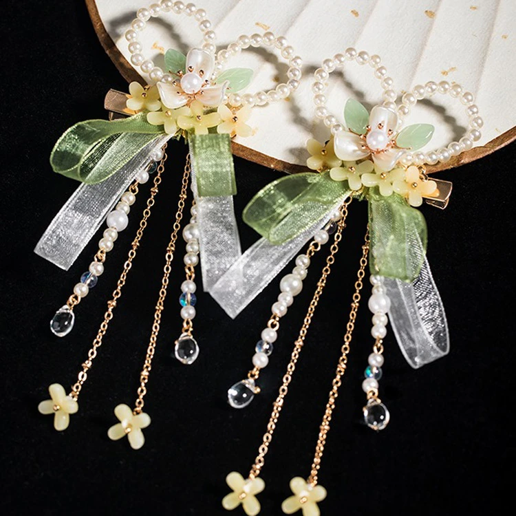 Hanfu Hair Accessories Girls Cinnamon Flower Bowtie Accessories