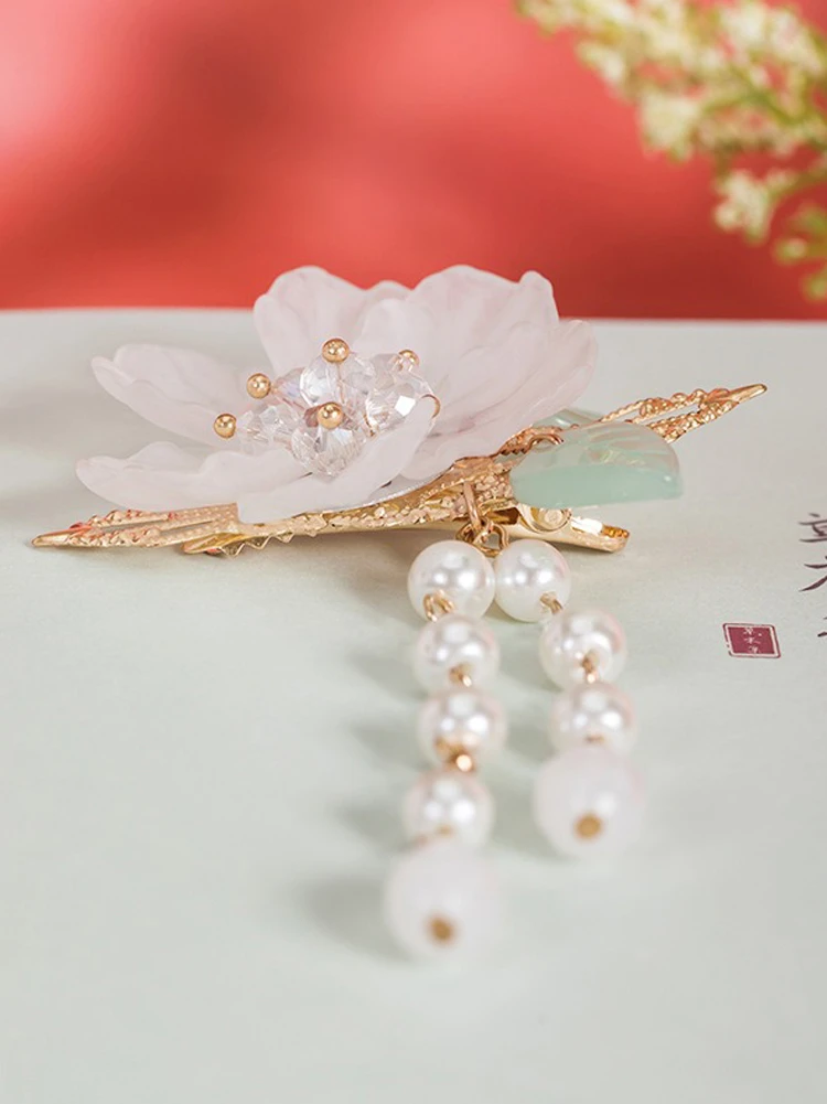 Hanfu Peach Blossom Hair Clip Tassel Children's Headdresses