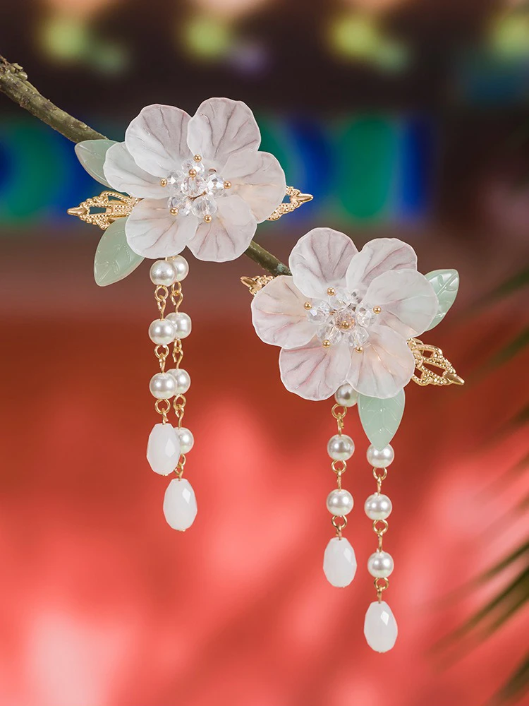 Hanfu Peach Blossom Hair Clip Tassel Children's Headdresses