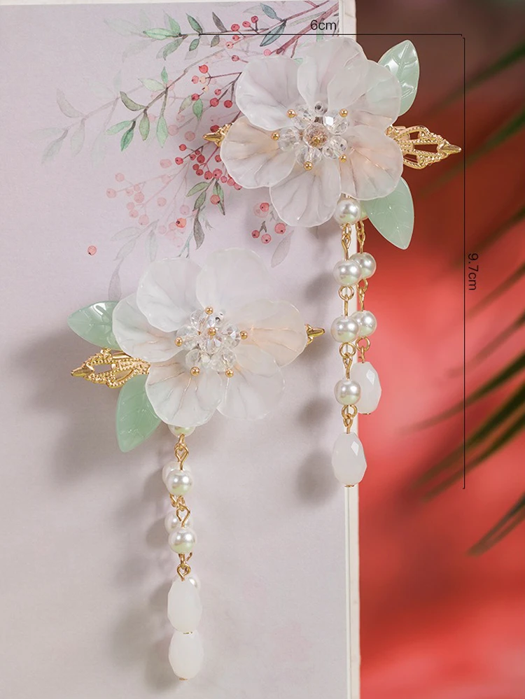 Hanfu Peach Blossom Hair Clip Tassel Children's Headdresses