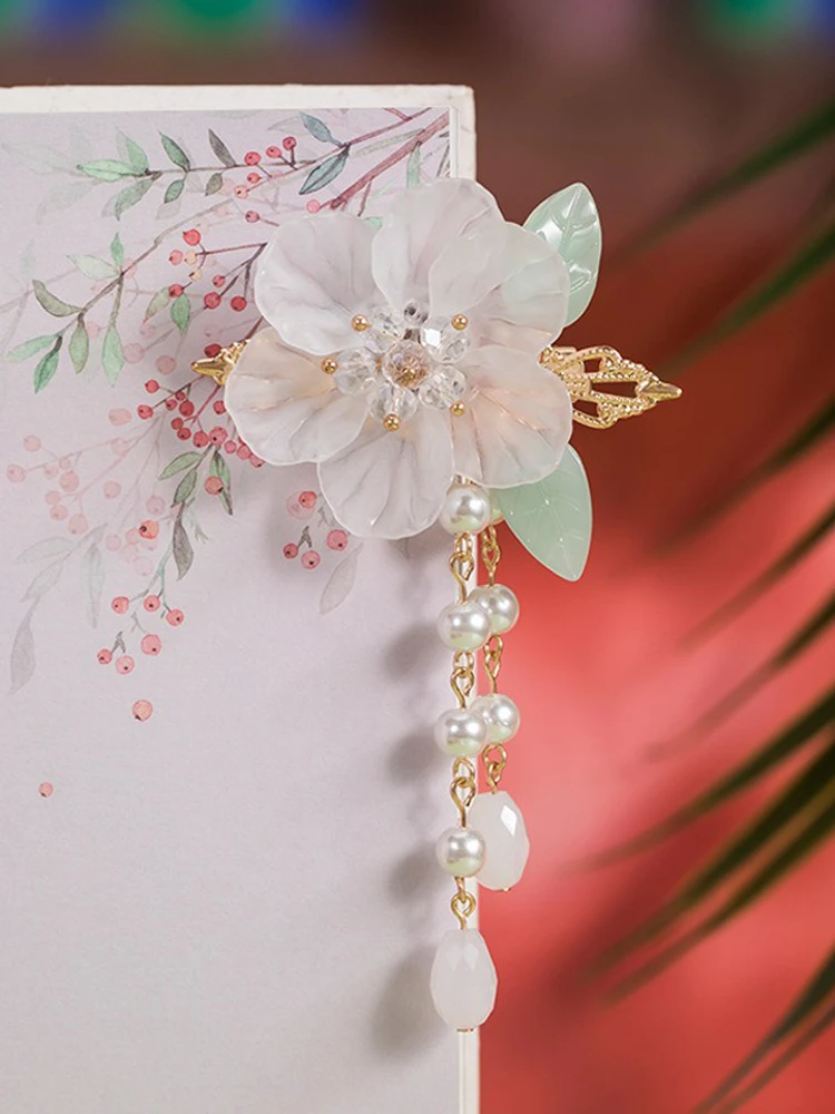 Hanfu Peach Blossom Hair Clip Tassel Children's Headdresses