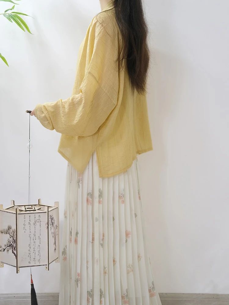 Summer Song Hanfu Women's Airplane Sleeve Pleated Skirt Fresh Style