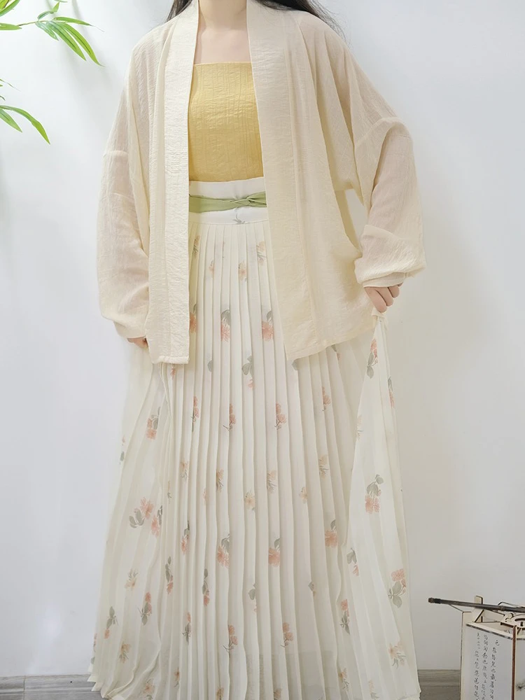Summer Song Hanfu Women's Airplane Sleeve Pleated Skirt Fresh Style