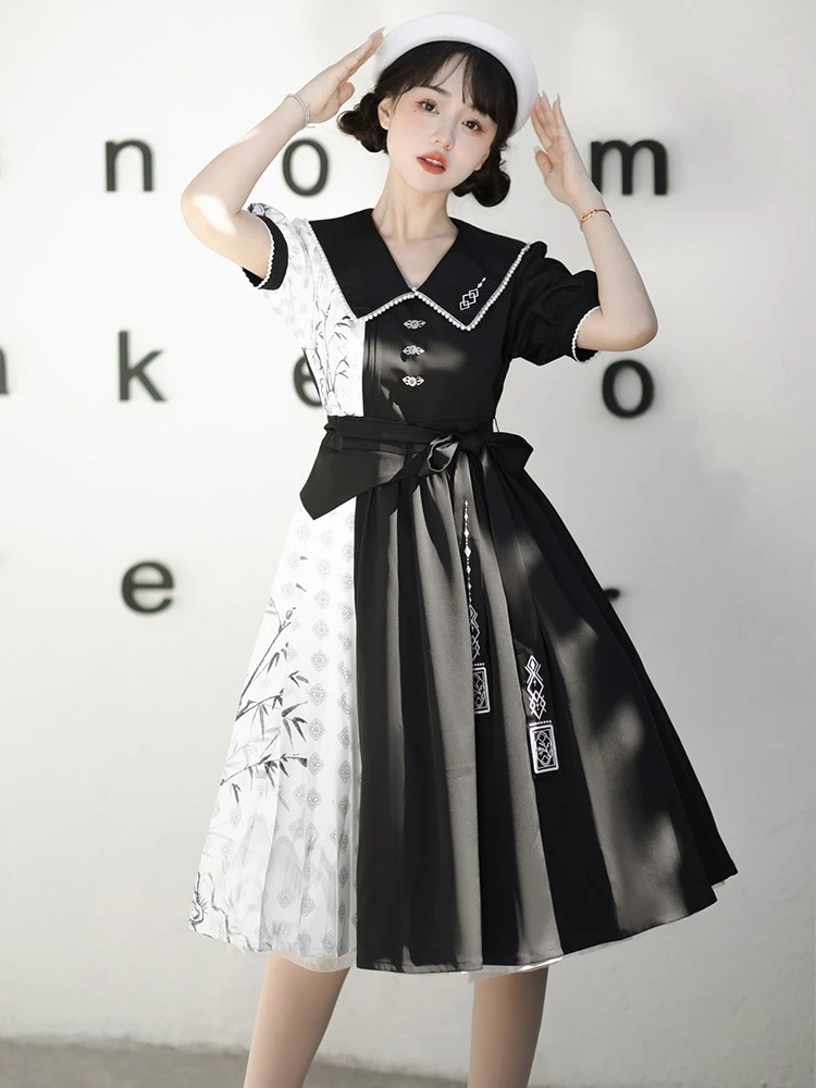 Women's Han Elements Clothing Summer Black Daily Fashion Dresses
