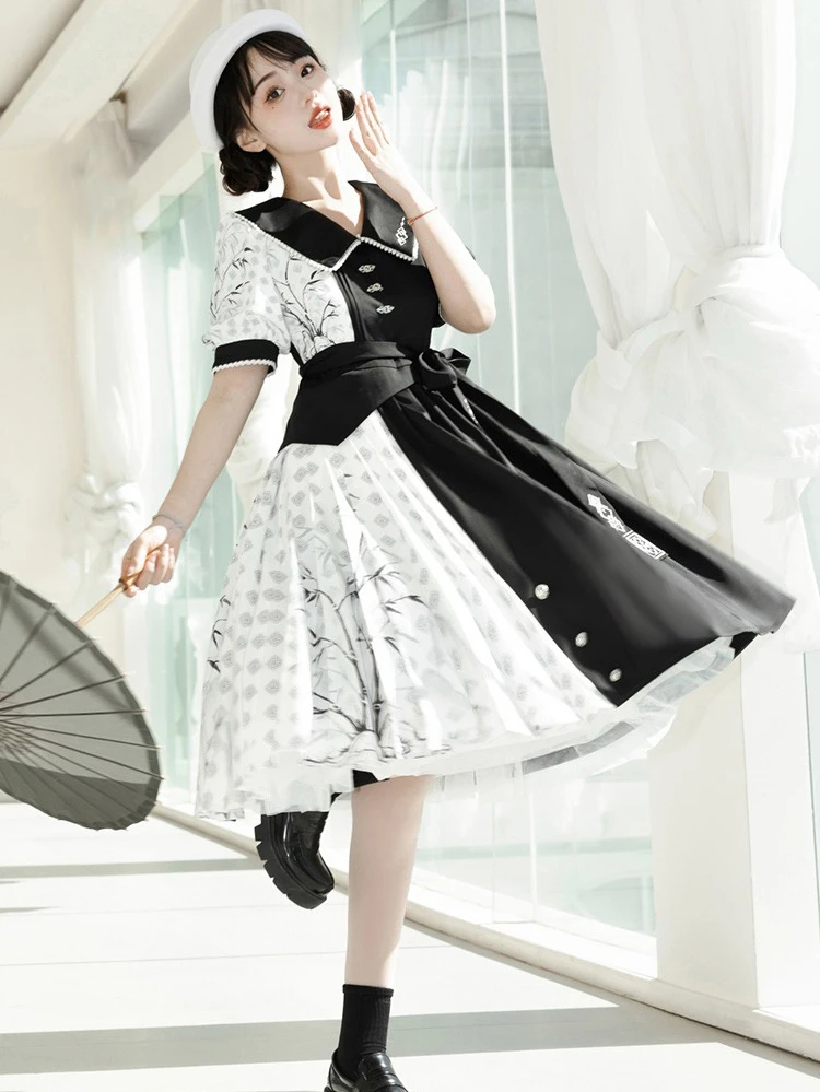 Women's Han Elements Clothing Summer Black Daily Fashion Dresses