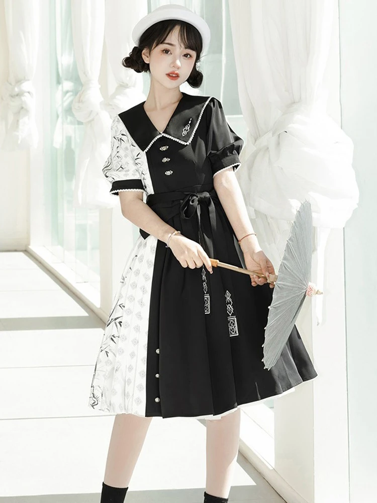 Women's Han Elements Clothing Summer Black Daily Fashion Dresses
