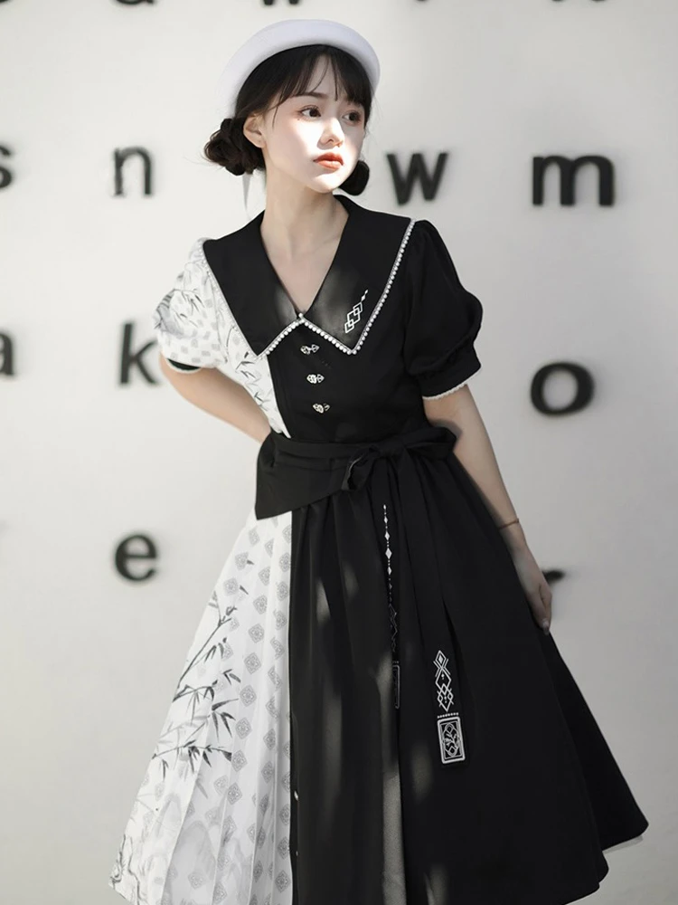 Women's Han Elements Clothing Summer Black Daily Fashion Dresses