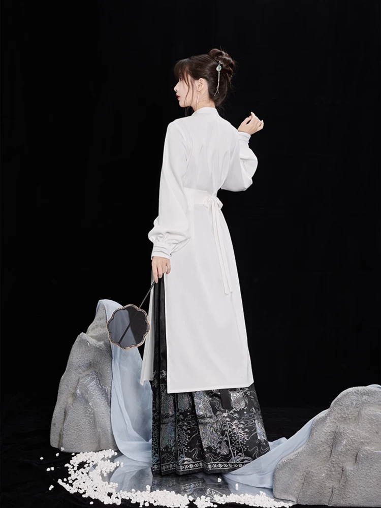 Women Hanfu Standing Collar Lapel Long Shirt Classic Ming Dynasty Costume