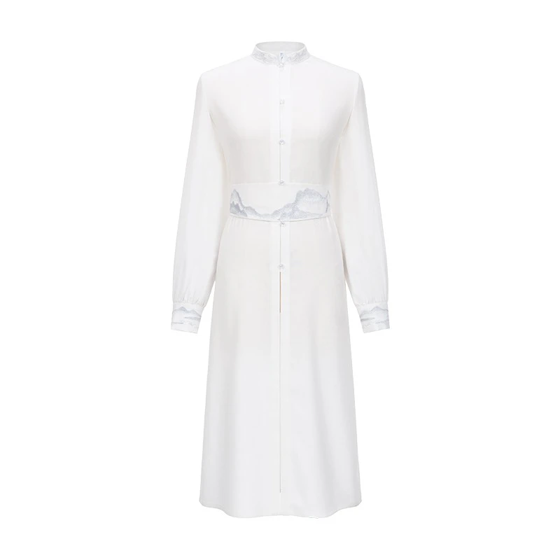 Women-Hanfu-Standing-Collar-Lapel-Long-Shirt-Classic-Ming-Dynasty-Costume-4 Women Hanfu Standing Collar Lapel Long Shirt Classic Ming Dynasty Costume