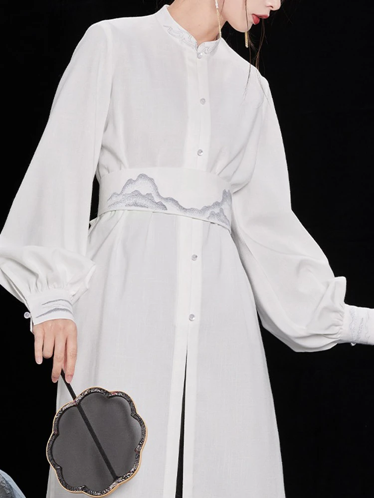 Women Hanfu Standing Collar Lapel Long Shirt Classic Ming Dynasty Costume