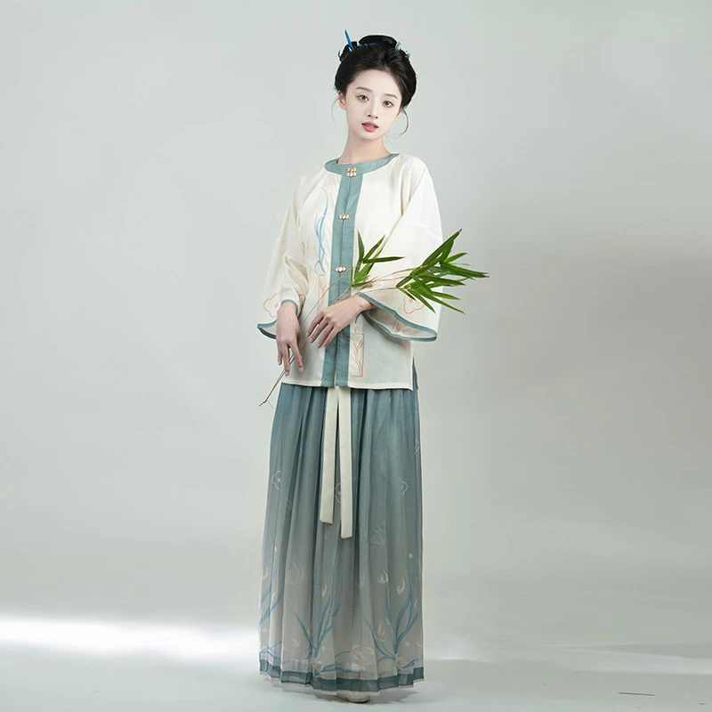Women-Summer-Hanfu-Ming-Dynasty-Classic-Hanfu-Round-Neck-2 Women Summer Hanfu Ming Dynasty Classic Hanfu Round Neck
