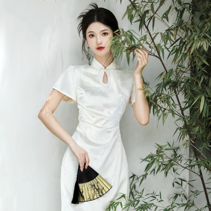 Women's-Modern-Cheongsam-Slim-White-Qipao-Dresses-1 Women's Modern Cheongsam Slim White Qipao Dresses