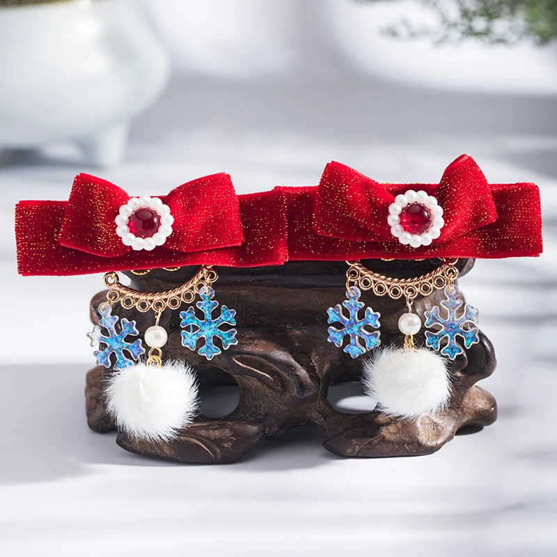 Bow-Hair-Clip-Children-New-Year-Hair-Accessories-Red-Plush-Headpiece-3 Bow Hair Clip Children New Year Hair Accessories Red Plush Headpiece