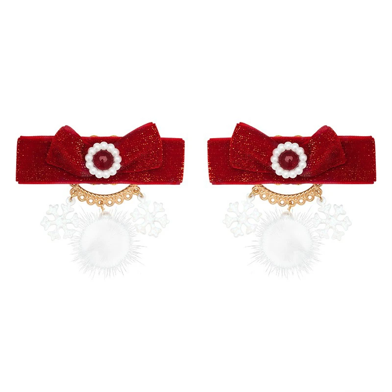 Bow-Hair-Clip-Children-New-Year-Hair-Accessories-Red-Plush-Headpiece-4 Bow Hair Clip Children New Year Hair Accessories Red Plush Headpiece