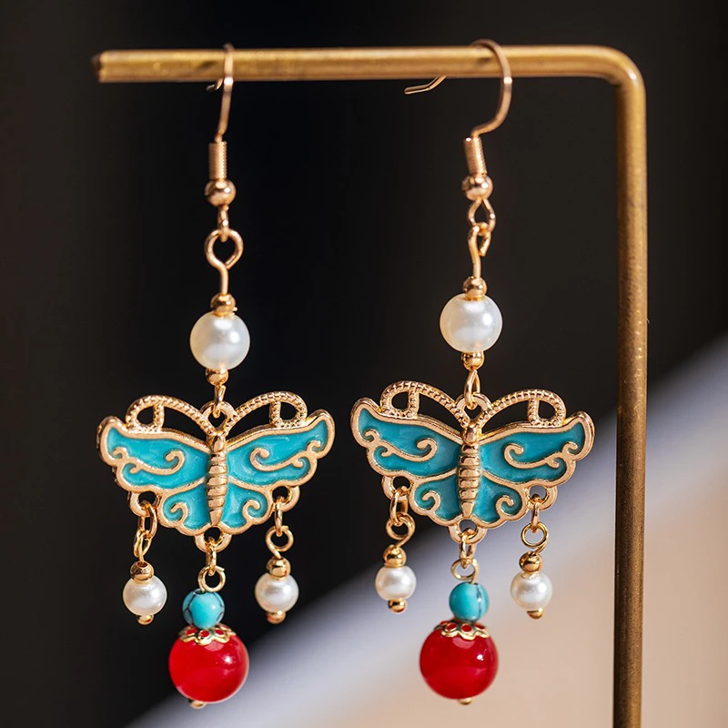 Butterfly-Earrings-Hanfu-Accessories-Women-Vintage-Cheongsam-Collocation-1 Butterfly Earrings Hanfu Accessories Women Vintage Cheongsam Collocation