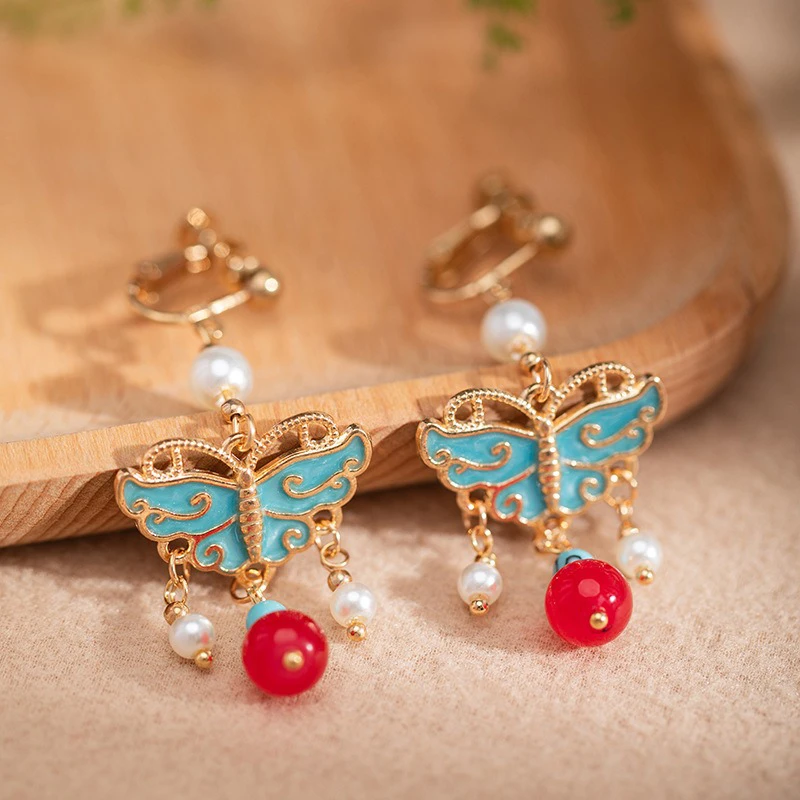 Butterfly-Earrings-Hanfu-Accessories-Women-Vintage-Cheongsam-Collocation-2 Butterfly Earrings Hanfu Accessories Women Vintage Cheongsam Collocation