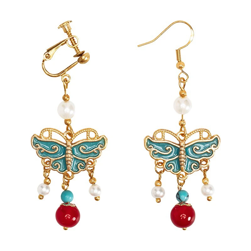 Butterfly-Earrings-Hanfu-Accessories-Women-Vintage-Cheongsam-Collocation-4 Butterfly Earrings Hanfu Accessories Women Vintage Cheongsam Collocation