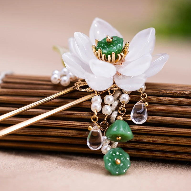 Hanfu-Hairpin-Lotus-Tassel-Headdress-Cheongsam-Fashion-Accessories-2 Hanfu Hairpin Lotus Tassel Headdress Cheongsam Fashion Accessories