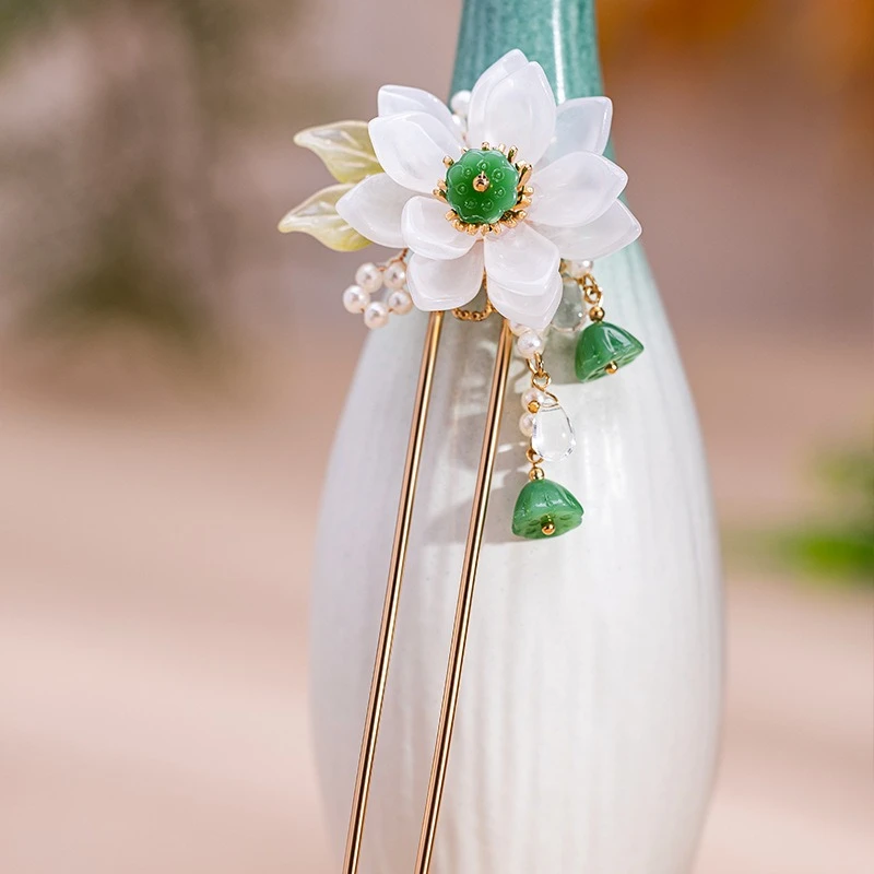 Hanfu-Hairpin-Lotus-Tassel-Headdress-Cheongsam-Fashion-Accessories-3 Hanfu Hairpin Lotus Tassel Headdress Cheongsam Fashion Accessories
