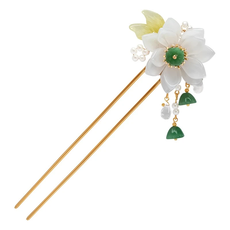 Hanfu-Hairpin-Lotus-Tassel-Headdress-Cheongsam-Fashion-Accessories-4 Hanfu Hairpin Lotus Tassel Headdress Cheongsam Fashion Accessories
