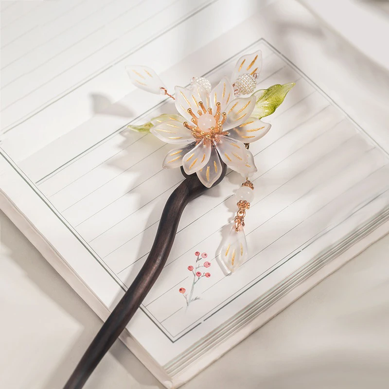 Hanfu-Pear-Blossom-Hairpin-Women's-Daily-Simple-Headwear-2 Hanfu Pear Blossom Hairpin Women's Daily Simple Headwear