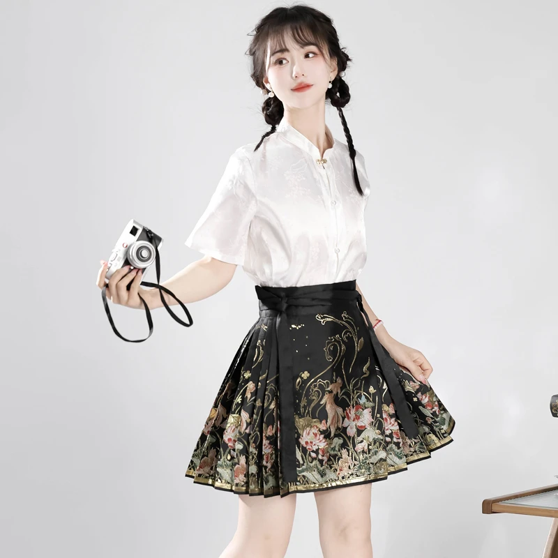Hanfu-Women-Summer-Weaving-Gold-Ma-Mian-Skirt-New-Fashion-Short-Dress-2 Hanfu Women Summer Weaving Gold Ma Mian Skirt New Fashion Short Dress