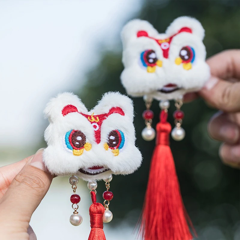 Lion-Hair-Clip-Ancient-Style-Buyao-Clip-New-Year's-Children's-Hanfu-Headdresses-2 Lion Hair Clip Ancient Style Buyao Clip New Year's Children's Hanfu Headdresses